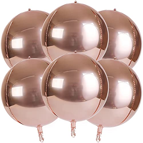 Rose Gold 4D Balloons 6Pcs 18 inch Mylar Foil Balloons for Graduation Wedding Decorations