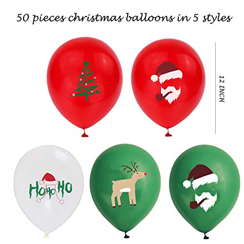 50 Pieces Red and Green Christmas Latex Balloons for Christmas Party Decorations