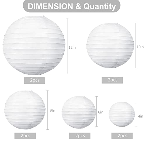 20Pcs Decorative White Hanging Paper Lanterns for Rustic Weddings