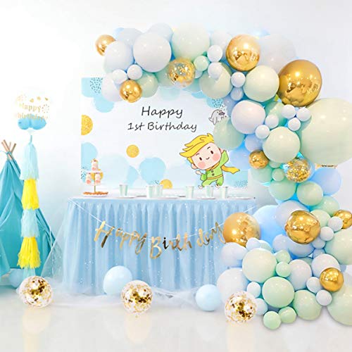 124pcs Macaroon Blue Balloon Garland Kit Baby Shower Decorations for Boys