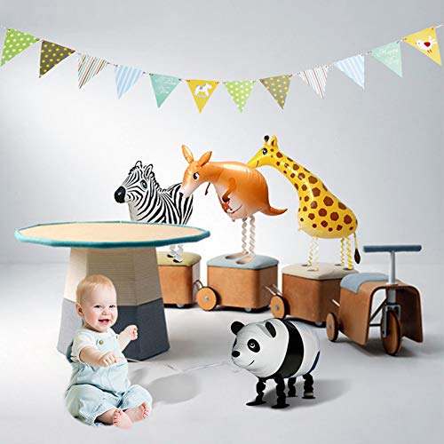 Jungle Safari Party Decorations-Walking Animal Balloons & Multicolor Triangle Flag Banner