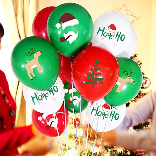 50 Pieces Red and Green Christmas Latex Balloons for Christmas Party Decorations