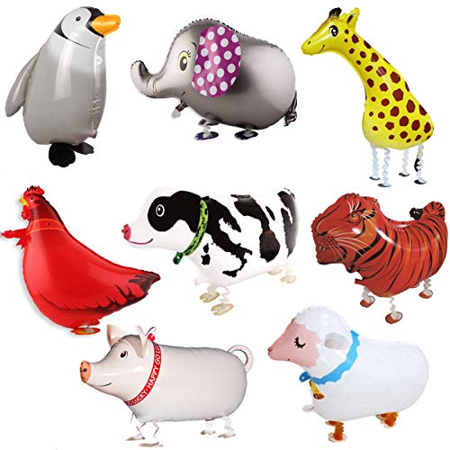 Walking Animal Balloons, 8Pcs Forest Animals Birthday Balloons Animal Theme Birthday Party Decorations