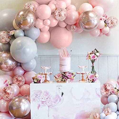 167 Pcs Pink and Gray Balloon Garland Arch Kit for Bridal Shower and Birthday