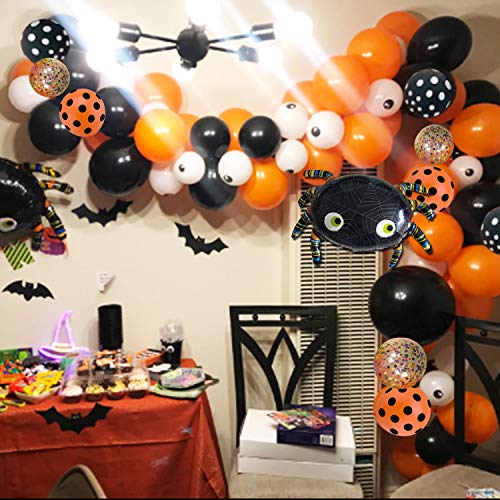 121pcs Halloween Balloon Arch Garland Kit with Black Orange Confetti Balloons