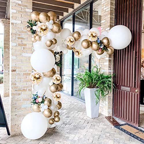 116 Pcs White and Gold Balloon Garland Arch Kit for Wedding Birthday Decorations