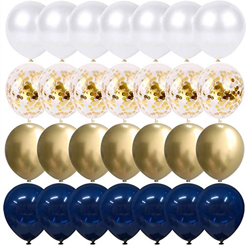 50 pcs Navy Blue and Gold Confetti Balloons Birthday Balloons for Graduation Birthday