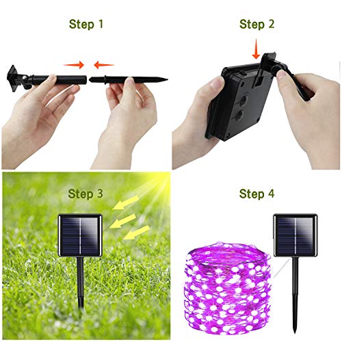 2 Pack Purple Halloween Lights LED Solar String Lights Outdoor Halloween Decorations