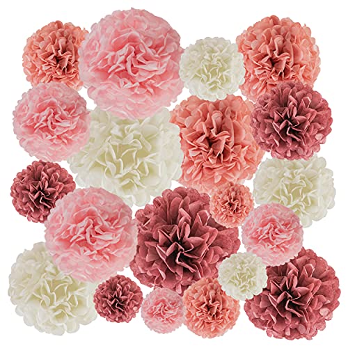 20pcs Paper Pom Poms Party Kit for Birthday Bridal Shower Party Decorations