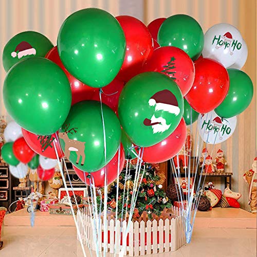 50 Pieces Red and Green Christmas Latex Balloons for Christmas Party Decorations