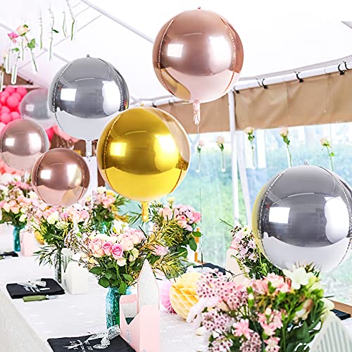 Rose Gold 4D Balloons 6Pcs 18 inch Mylar Foil Balloons for Graduation Wedding Decorations