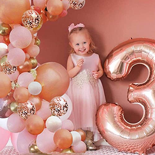 152pcs Rose Gold Balloon Arch with Confetti Latex Balloons for Baby Shower Wedding