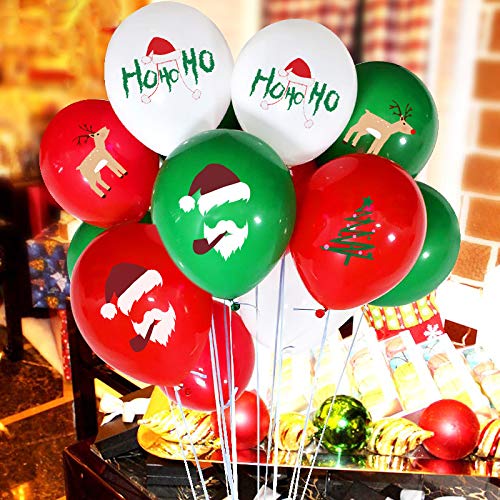 50 Pieces Red and Green Christmas Latex Balloons for Christmas Party Decorations