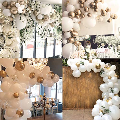 116 Pcs White and Gold Balloon Garland Arch Kit for Wedding Birthday Decorations