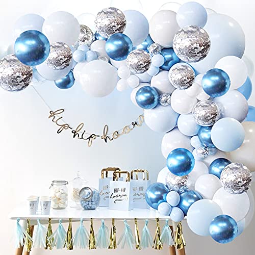 126 pcs Blue and White Balloon Garland Arch Kit for Baby Shower Birthday Wedding