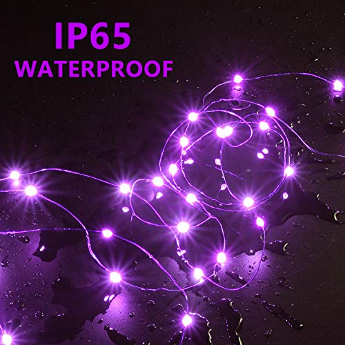 2 Pack Purple Halloween Lights LED Solar String Lights Outdoor Halloween Decorations