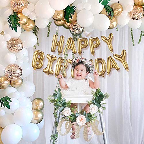 136PCS Gold and White Baby Shower Balloons for Baby Shower Wedding