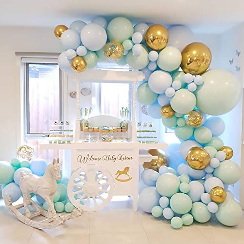 124pcs Macaroon Blue Balloon Garland Kit Baby Shower Decorations for Boys