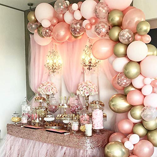 140Pcs Rose Gold Balloons 12" for Baby Shower Wedding Party Decorations