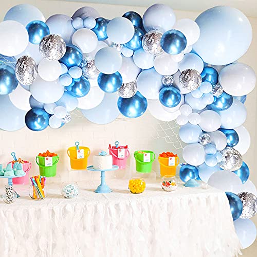 126 pcs Blue and White Balloon Garland Arch Kit for Baby Shower Birthday Wedding