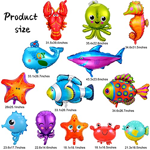 14 Pieces Sea Animal Balloons Under the Sea Balloons for Ocean Themed Party