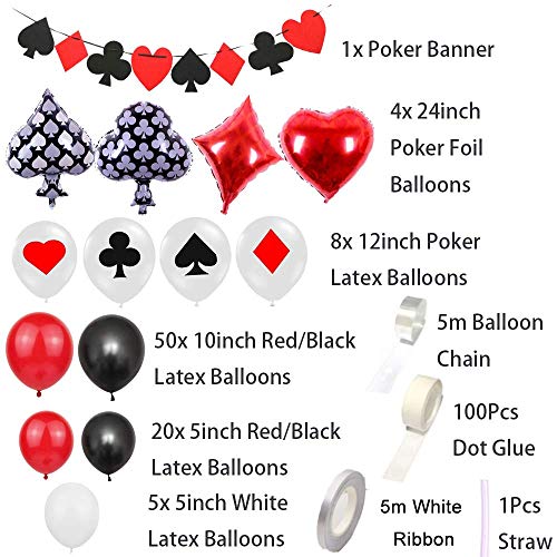 95pcs Casino Party Decorations Game Night Balloons Garland
