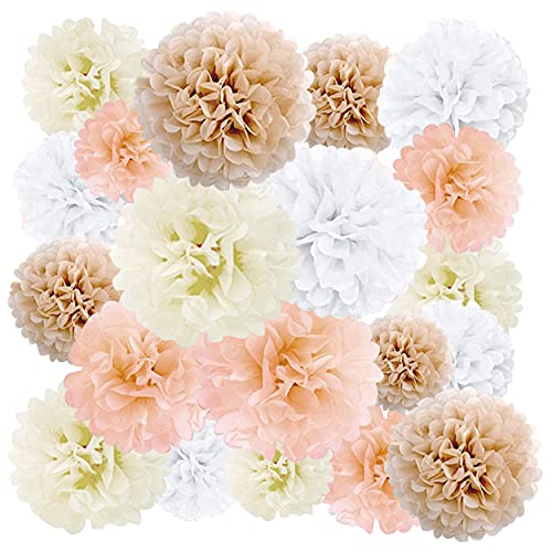 20PCS Tissue Pom Pom Decorations for Birthday and Bridal Shower