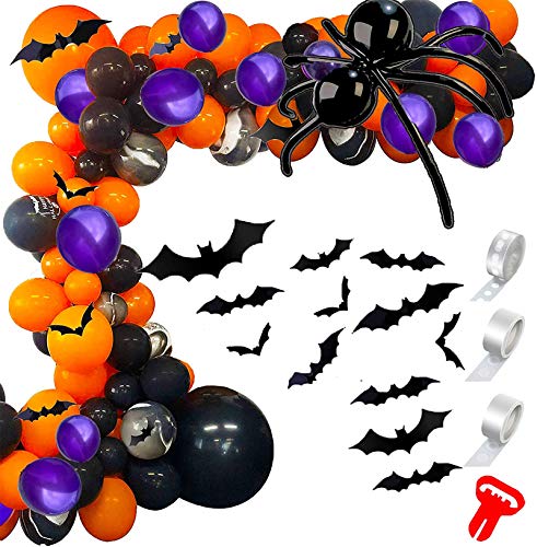 159pcs Halloween Balloon Arch Garland kit with 3D Bat Sticker for Halloween Theme Party