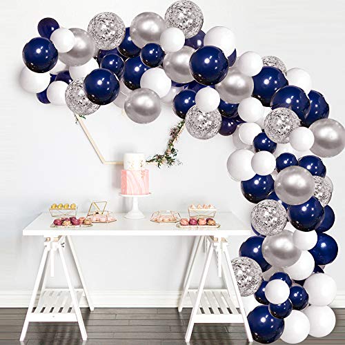 120 pcs Silver Blue Balloons Garland Kit for Bridal Shower Wedding Decorations