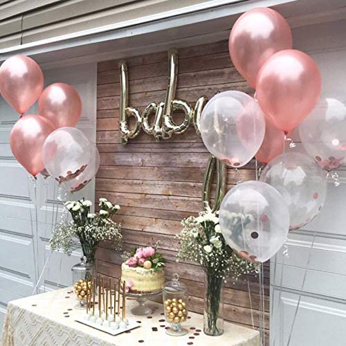 140Pcs Rose Gold Balloons 12" for Baby Shower Wedding Party Decorations