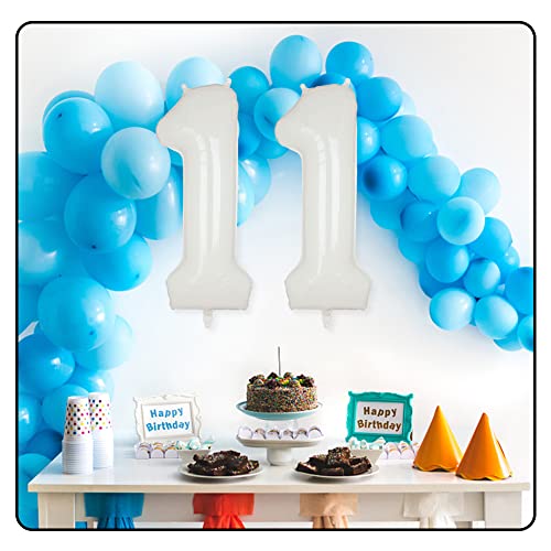 40" White Number Balloon Helium Foil Number Balloons Self Inflating for Birthday Party