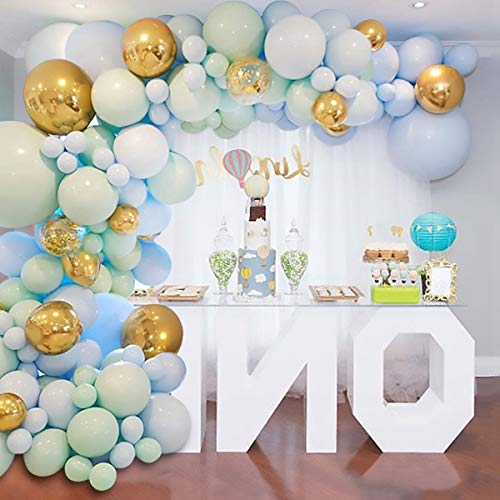 124pcs Macaroon Blue Balloon Garland Kit Baby Shower Decorations for Boys