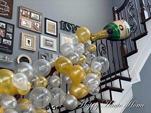 88 PCS Gold Silver Champagne Bottle Balloon Kit for Wedding and Bridal Shower