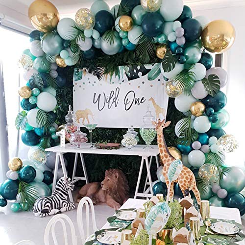 167pcs Tropical Jungle Safari Balloon Arch Kit for Baby Shower Decorations