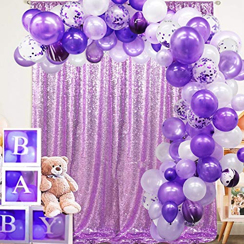 16ft Double Layer Maca Purple Ruby Red Confetti Gold Balloon Arch Garland  Kit Latex Balloons Pump for Birthday Baby Shower Decor 