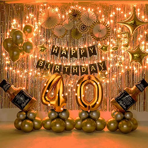 40th Birthday Party Supplies Set With String Light 40 Inches Number Balloons