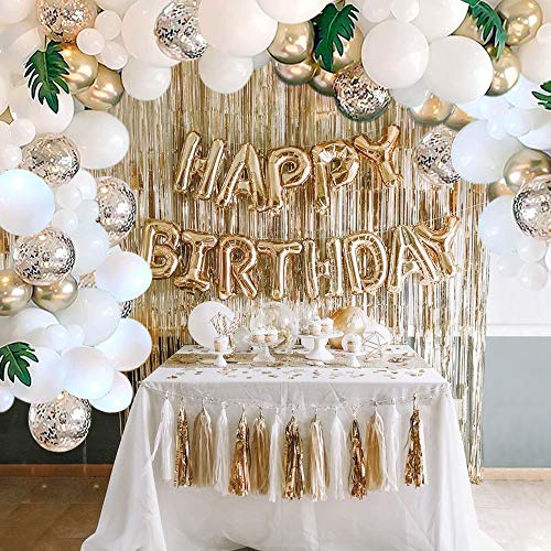 136PCS Gold and White Baby Shower Balloons for Baby Shower Wedding