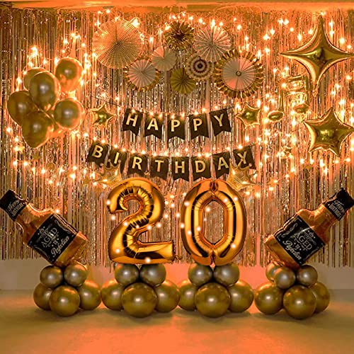 20th Birthday Party Supplies Set With String Light 40 Inches Number Balloons