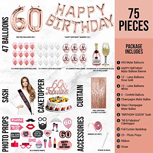 75 Piece 60th Birthday Decorations Women Happy 60th Birthday Gifts For Women