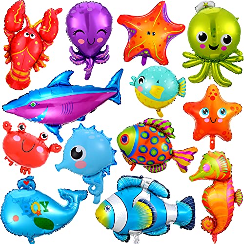 14 Pieces Sea Animal Balloons Under the Sea Balloons for Ocean Themed Party