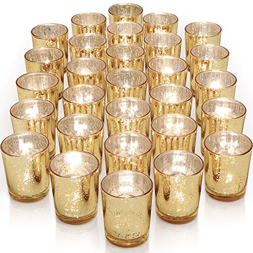 Gold Votive Candle Holders Set of 36 for Wedding Table Decorations