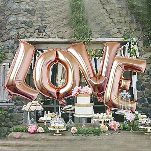 40 Inch Rose Gold Giant Love Letter Balloons Foil Mylar for Party Decorations