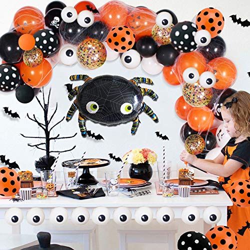 121pcs Halloween Balloon Arch Garland Kit with Black Orange Confetti Balloons