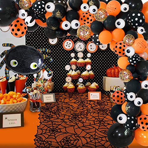 121pcs Halloween Balloon Arch Garland Kit with Black Orange Confetti Balloons