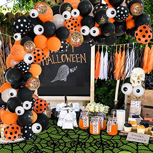 121pcs Halloween Balloon Arch Garland Kit with Black Orange Confetti Balloons